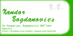 nandor bogdanovics business card